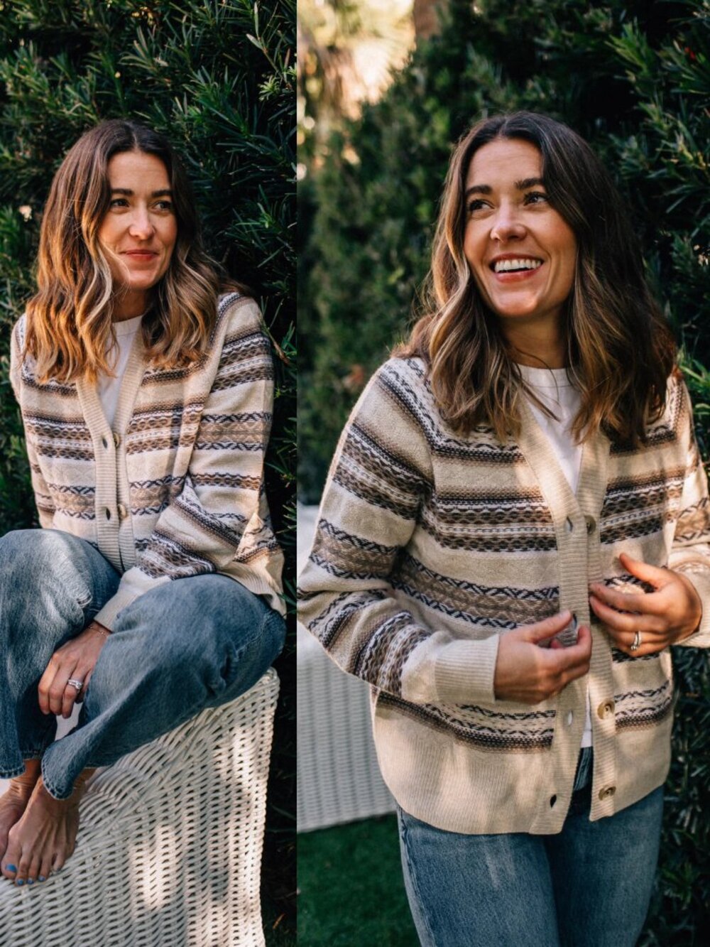Faherty Women's Highland Fair Isle Cardigan Size Medium $188